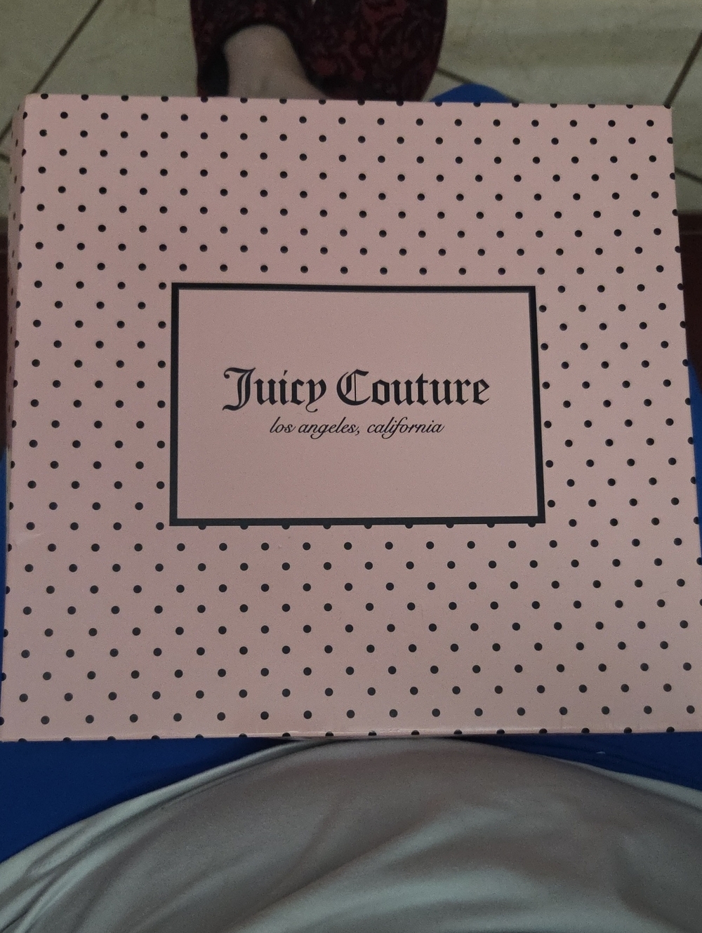 Juicy Couture Pink with Black Wristlet Bag With Card Case, Keychain Set In Box